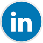 Blue circle with LinkedIn logo